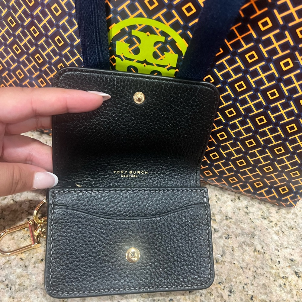 Tory Burch Black Leather Wallet with Gold Accents - Picture 3 of 7